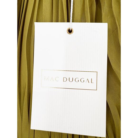 MAC DUGGAL Dress Size 2 Evening Gown Chiffon Ruched Illusion Raglan Sleeve Green - Picture 3 of 8